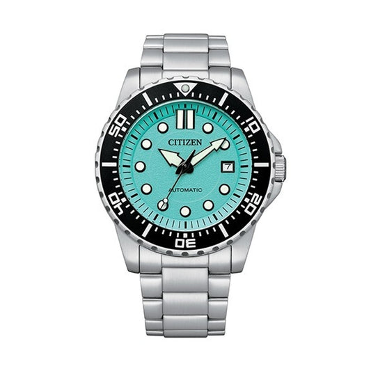 CITIZEN Mod. CLASSIC AUTOMATIC - AQUA BLUE wristwatch with stainless steel bracelet and aqua blue dial. Water resistant to 10 ATM.