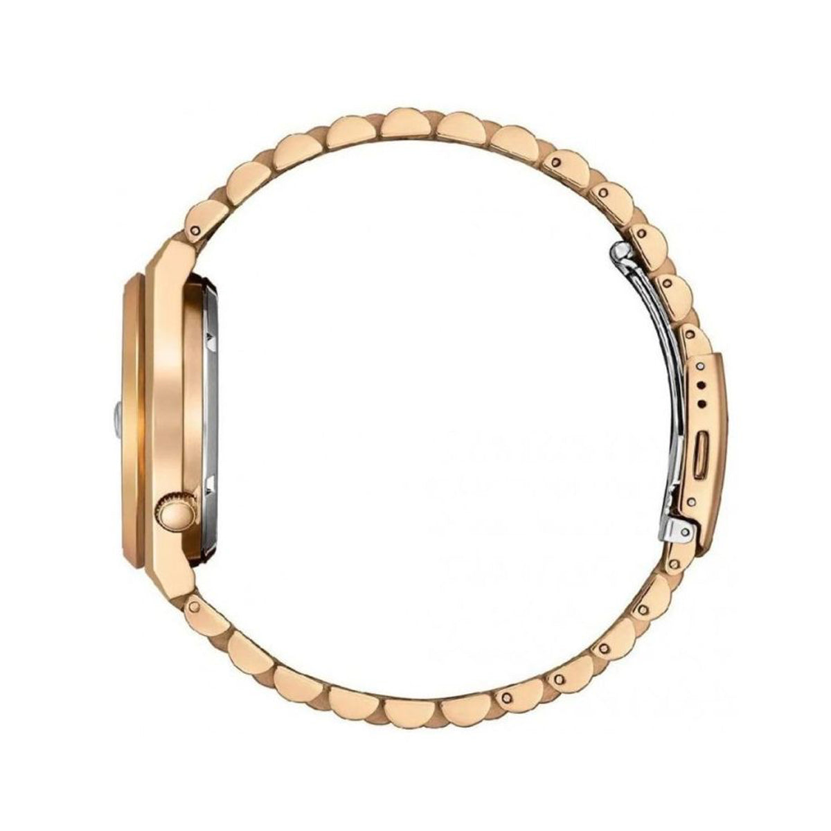 Side view of CITIZEN Mod. TSUYOSA Automatic - RED wristwatch in SS IP Gold with 5 ATM water resistance and sapphire dial for gents.