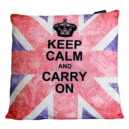 CUSCINI LETTERARI - Copricuscino in Juta lavata / Cotton pillow case KEEP CALM AND CARRY ON - Size 40x40cm