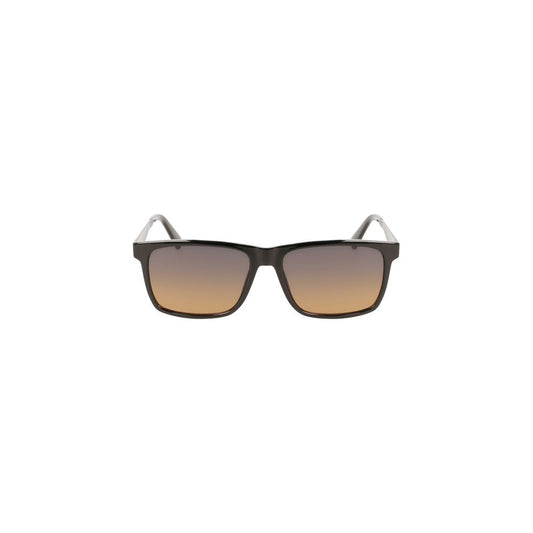 Calvin Klein Black Plastic Men Sunglass with square frame and brown lenses for stylish elegance.