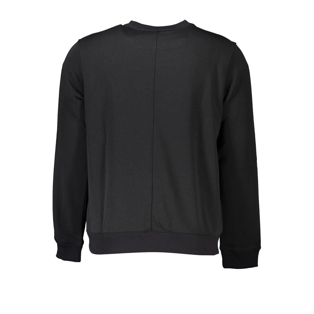 Back view of Calvin Klein Black Polyester Men Sweater showcasing a sleek, sporty design and comfortable fit for casual style.
