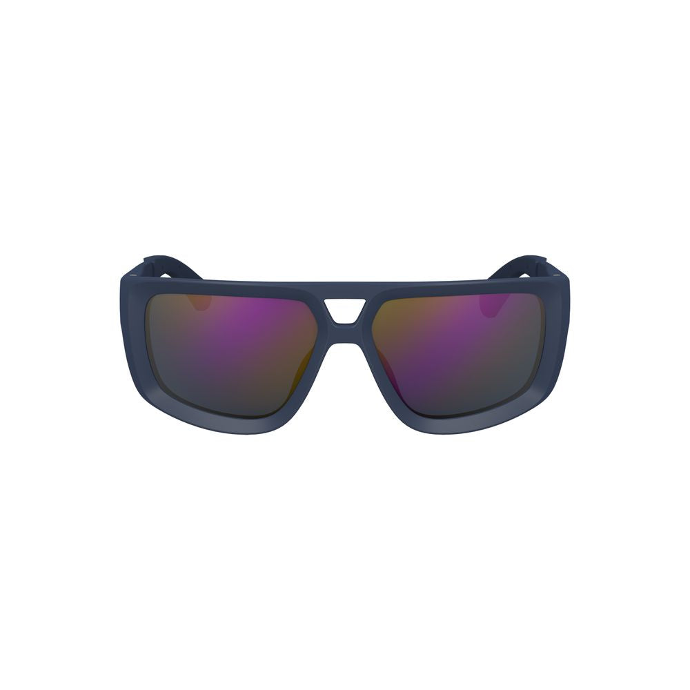Calvin Klein Blue Plastic Men Sunglasses with bold square frame and blue lenses.