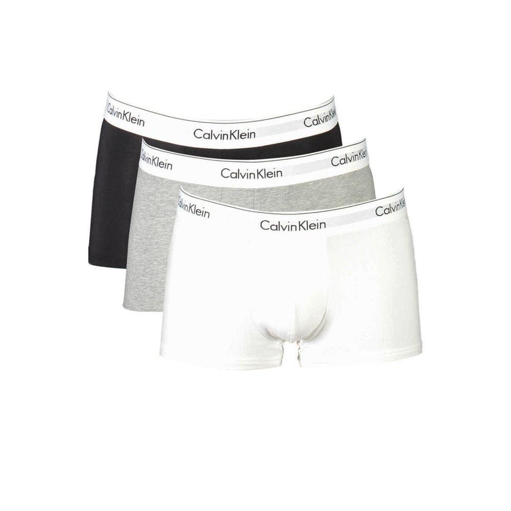 Calvin Klein Brown Cotton Men Boxer tri-pack featuring low-waist design with logo waistband for comfort and style.