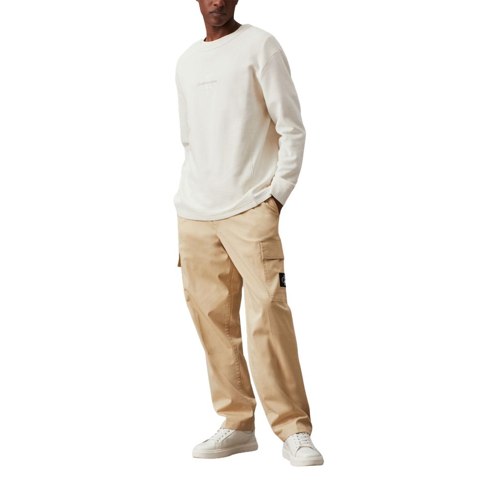 Calvin Klein Jeans Beige Recycled Cotton Cargo Pants