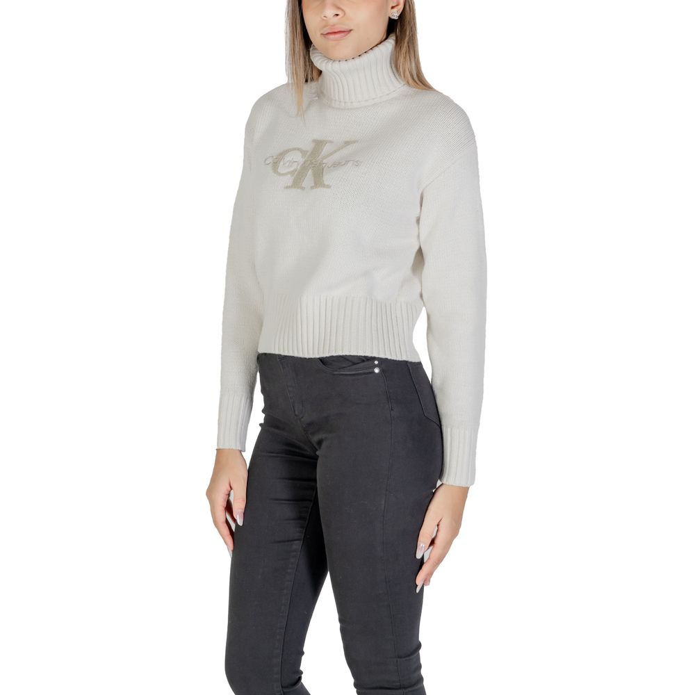 Calvin Klein Jeans Cream Cotton Turtleneck