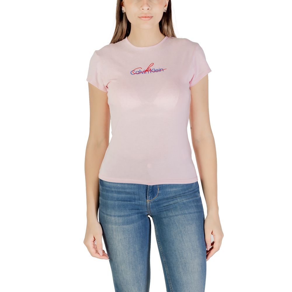 Woman wearing Calvin Klein Jeans Multicolor Recycled Cotton T-Shirt