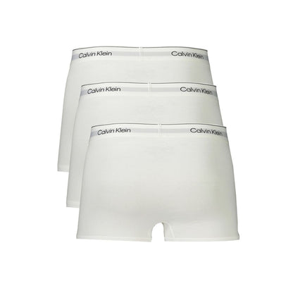 Calvin Klein White Cotton Men Boxer tri-pack showcasing breathable underwear with iconic logo waistband.