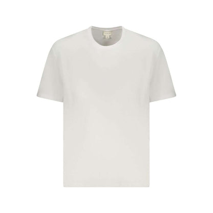 Calvin Klein White Cotton Men T-Shirt - sleek white crew neck, short sleeve, iconic logo, embroidered, perfect for casual sophistication.