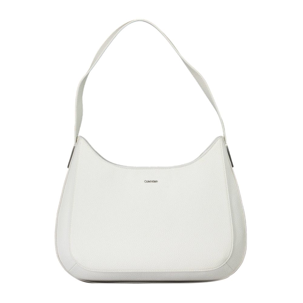 Calvin Klein White Polyester Women Handbag with shoulder strap and zip closure, offering style and convenience for modern elegance.
