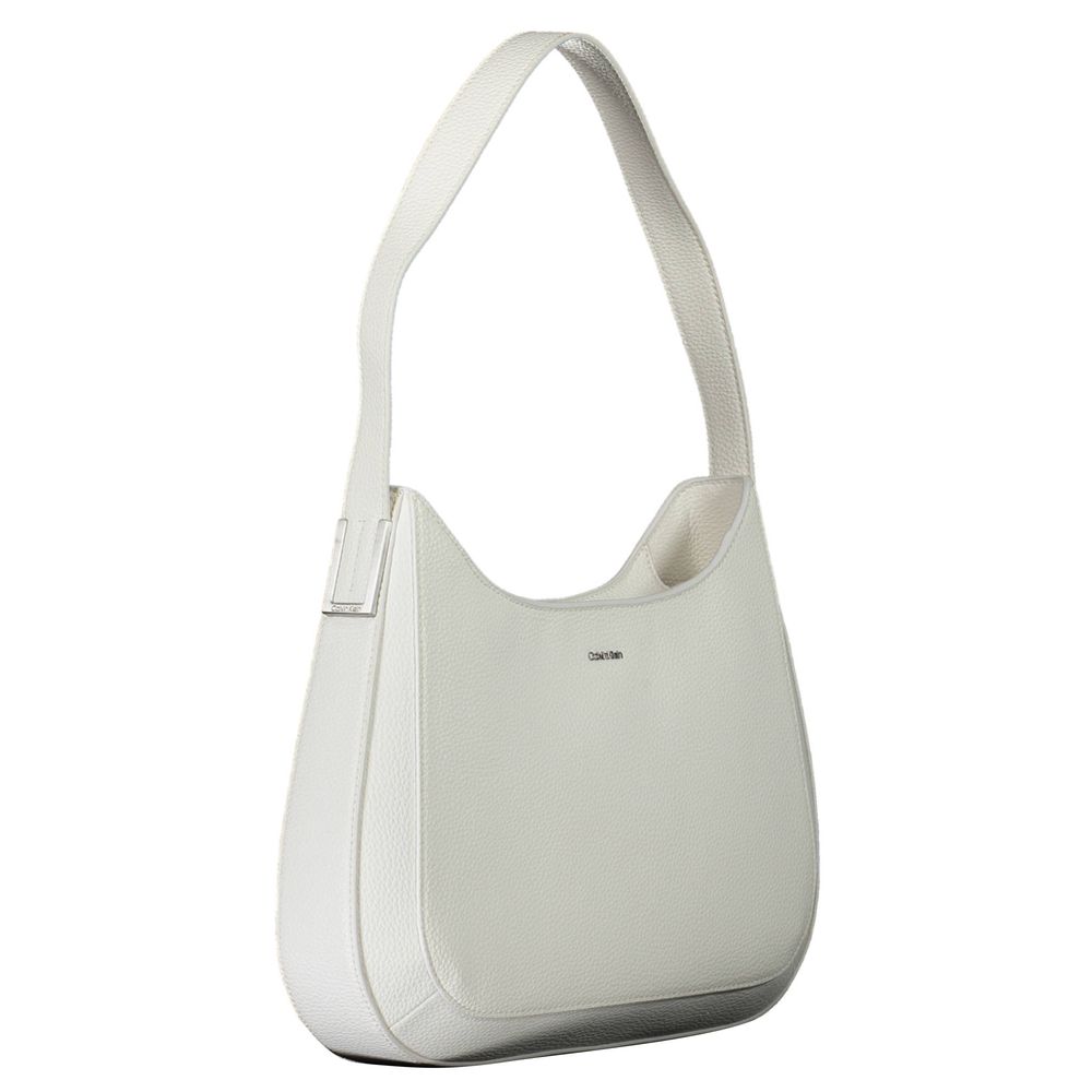 Calvin Klein White Polyester Women Handbag with shoulder strap and zip closure, ideal for modern elegance and convenience.