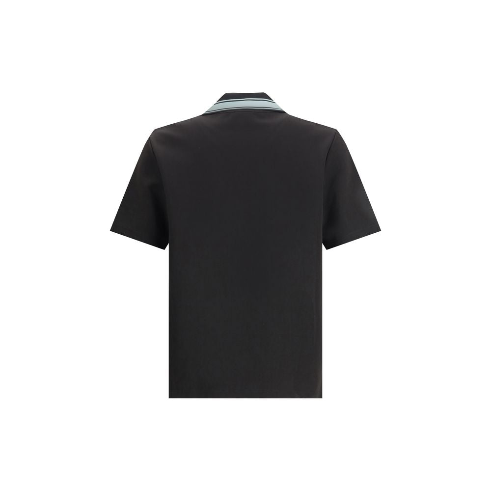 Casablanca Black Viscose Polo Shirt featuring short sleeves and interlock fabric for a soft, durable texture. Perfect for warm weather fashion.