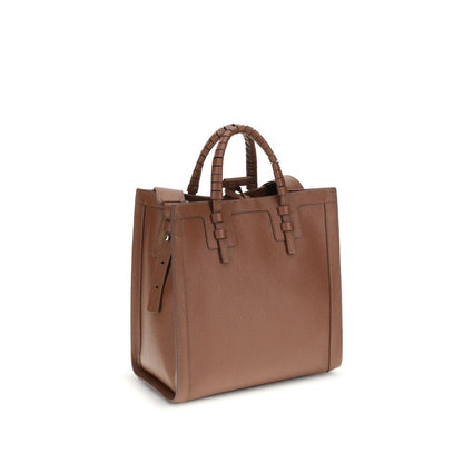 Casadei Brown Calf Leather Bos Taurus Shoulder Bag with tubular handles and removable strap.