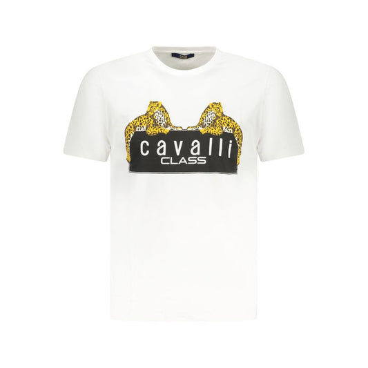 Cavalli Class Bianco Cotton Men T-Shirt