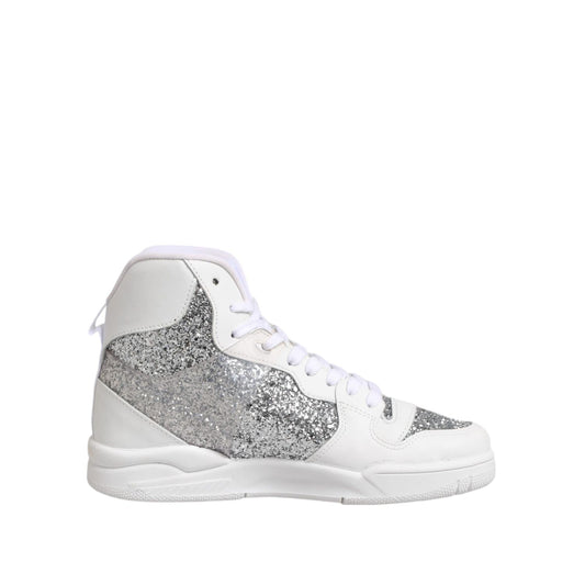 Chiara Ferragni White Silver High Top Women Sneakers Shoes LA12612-39