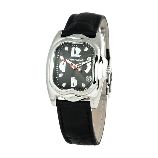 Chronotech Black Leather Watch 1728,Black,Chronotech,New with tags,Watches for Women - Watches,Women Chronotech CHCT7274L05NAC