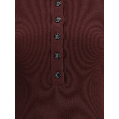 Citizens of Humanity Bordeaux Cotton Top close-up, featuring ribbed design and button closure, perfect for casual autumn-winter style.