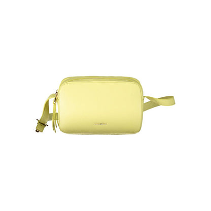 Coccinelle Yellow Leather Handbag with adjustable shoulder strap, two compartments, and zip closure.