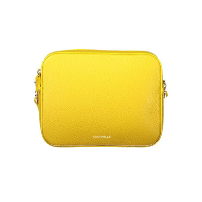 Coccinelle Yellow Leather Women Handbag with vibrant design and removable shoulder strap