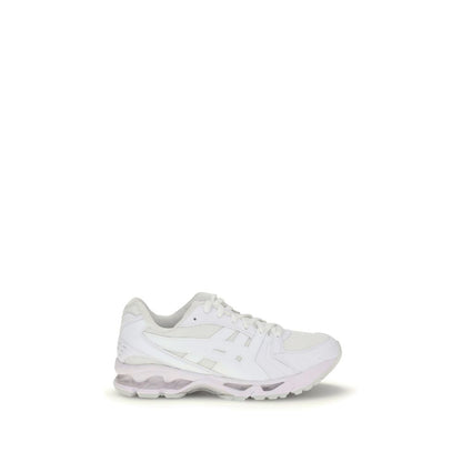 Comme Des Garçons White Polyamide Athletic Sneakers with lace-up design, shown in side profile on a white background.