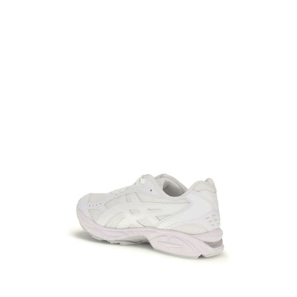 Comme Des Garçons White Polyamide Athletic Sneakers, minimalist design, lace-up style, rubber sole, AW25 collection by Comme des Garcons X Asics.
