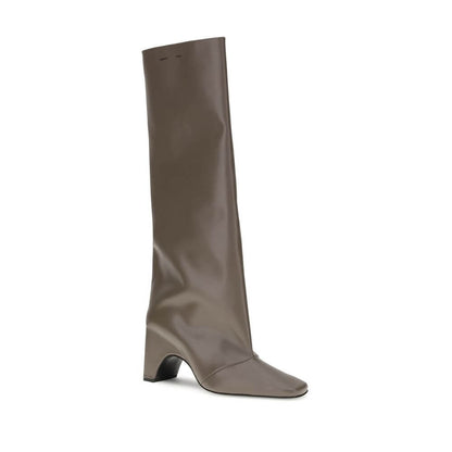 Coperni Gray Calf Leather Bos Taurus Boots featuring block heel and minimalist square toe, AW25 fashion, structured silhouette