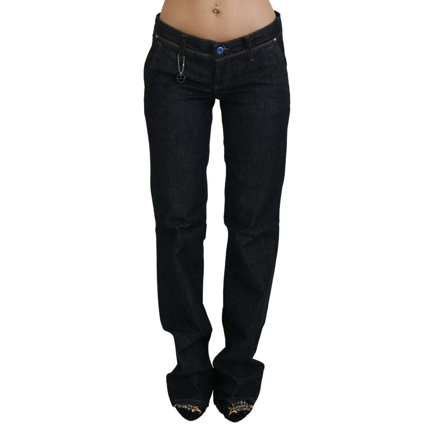 Costume National Blue Low Waist Straight Denim Pants Jeans