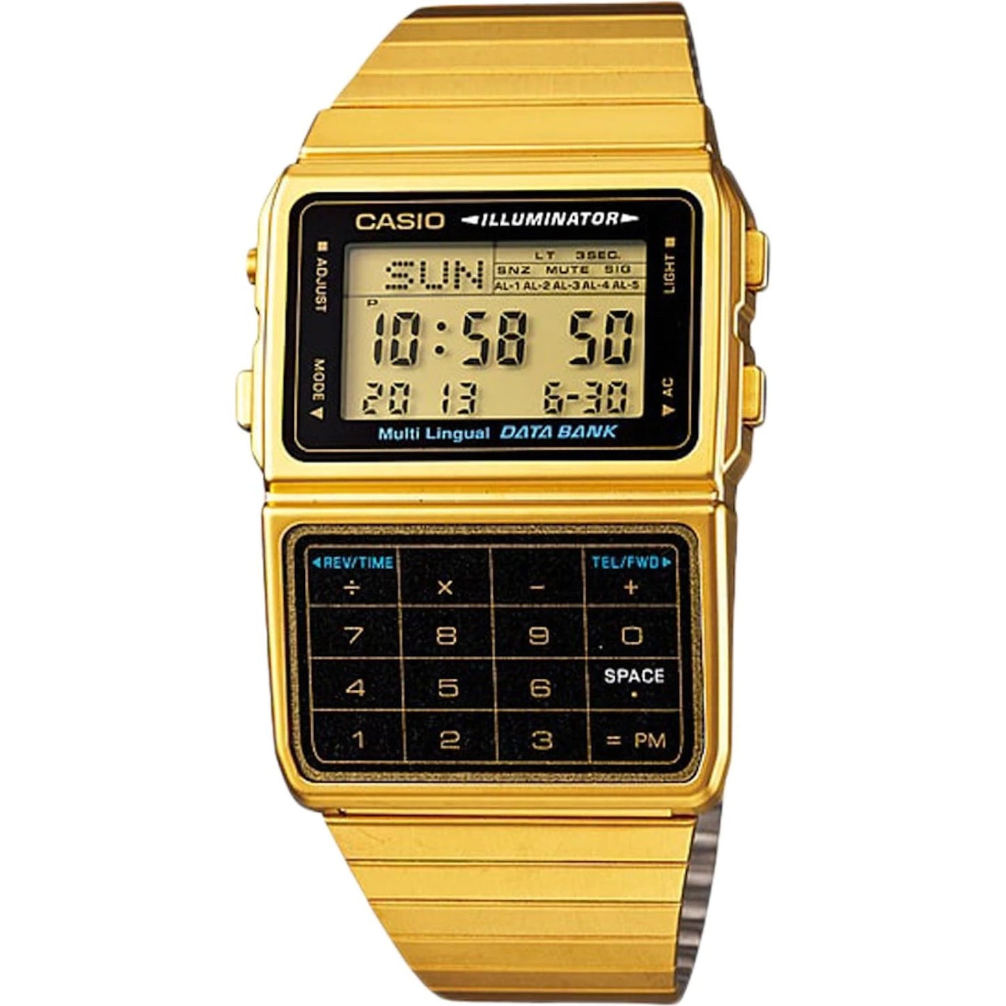 CASIO VINTAGE Mod. DATABANK CALCULATOR. GOLD - BLACK DBC-611G-1DF