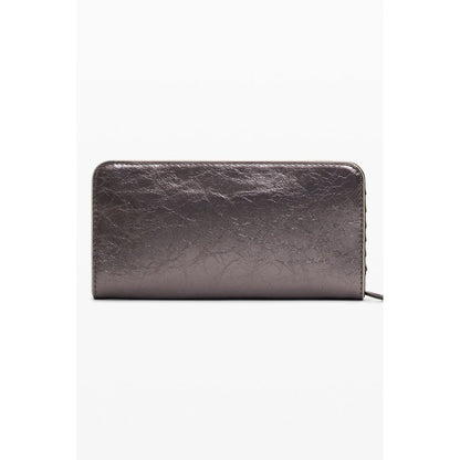 Desigual Bronze Polyethylene Women Wallet with zip closure, featuring a shiny finish and multiple compartments for organization.