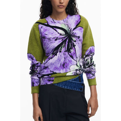 Desigual Purple Elastane Women Sweater with bold floral design