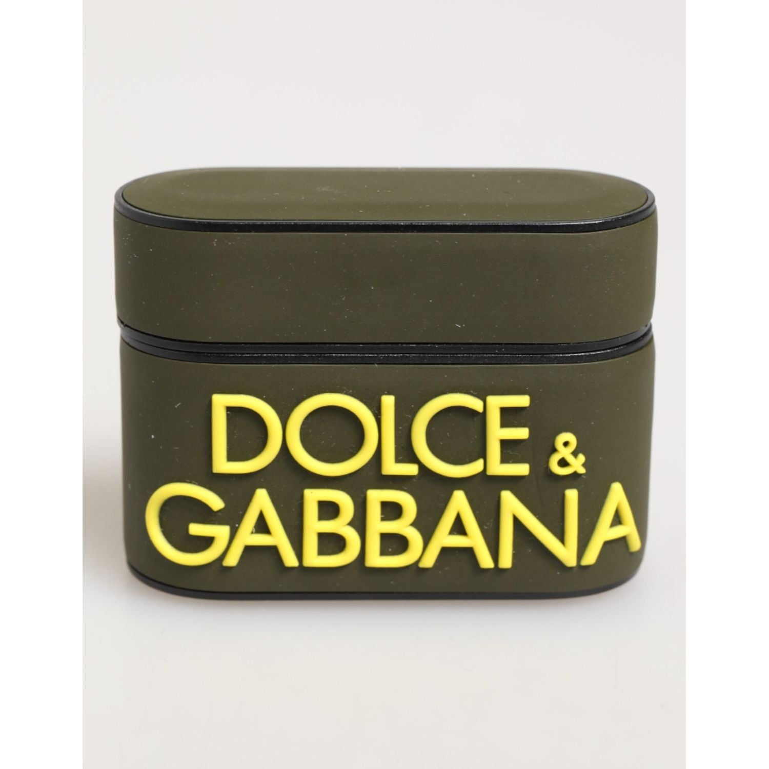 Dolce & Gabbana Army Green Rubber Logo Embossed Accessory  Airpods Case