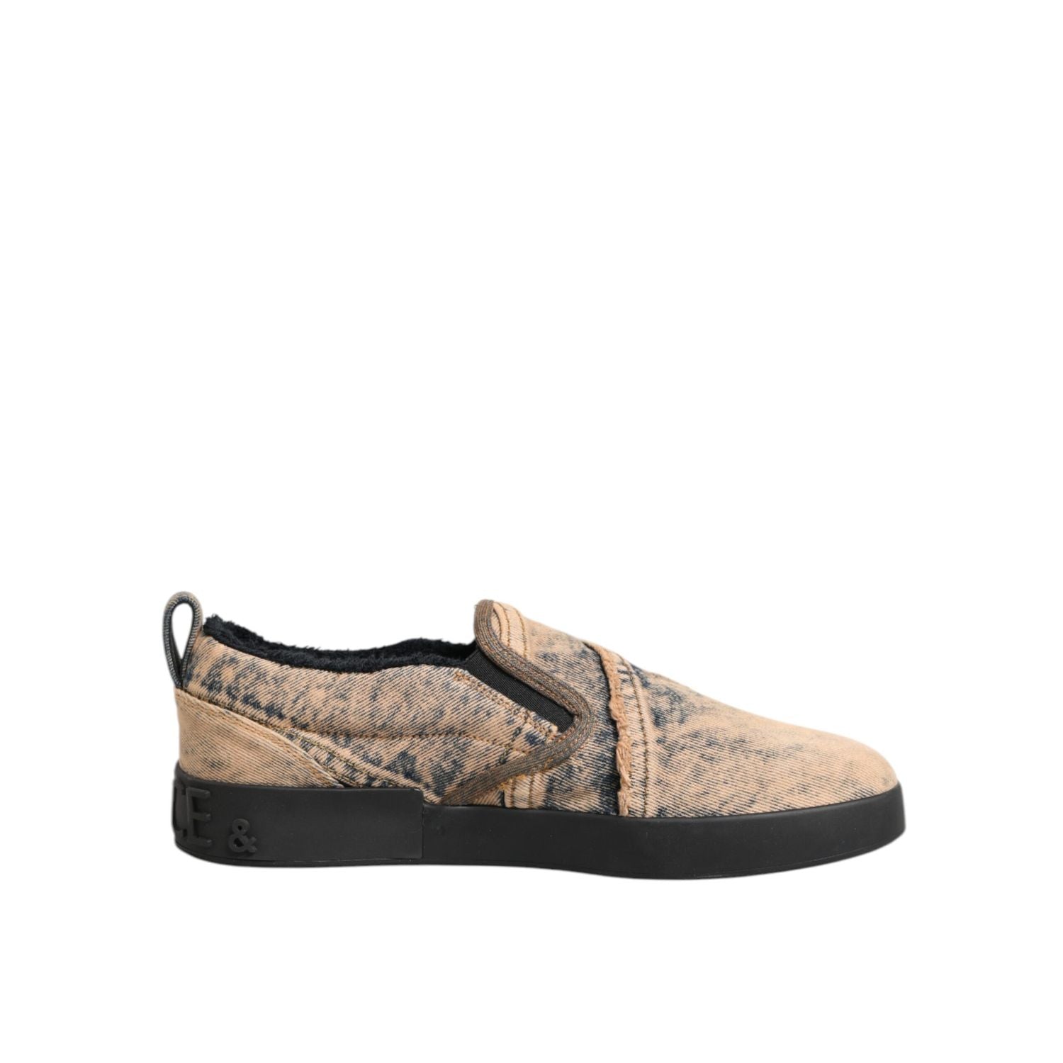 Dolce & Gabbana Beige Cotton Low Top Slip On Sneakers Shoes