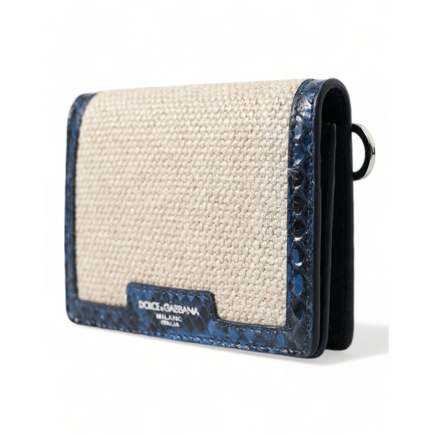 Dolce & Gabbana Beige Raffia Blue Leather Trim Mini Shoulder Purse Crossbody Bag with silver hardware