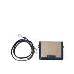Dolce & Gabbana Beige Raffia Blue Leather Trim Mini Shoulder Purse Crossbody Bag with detachable strap and silver-tone hardware.