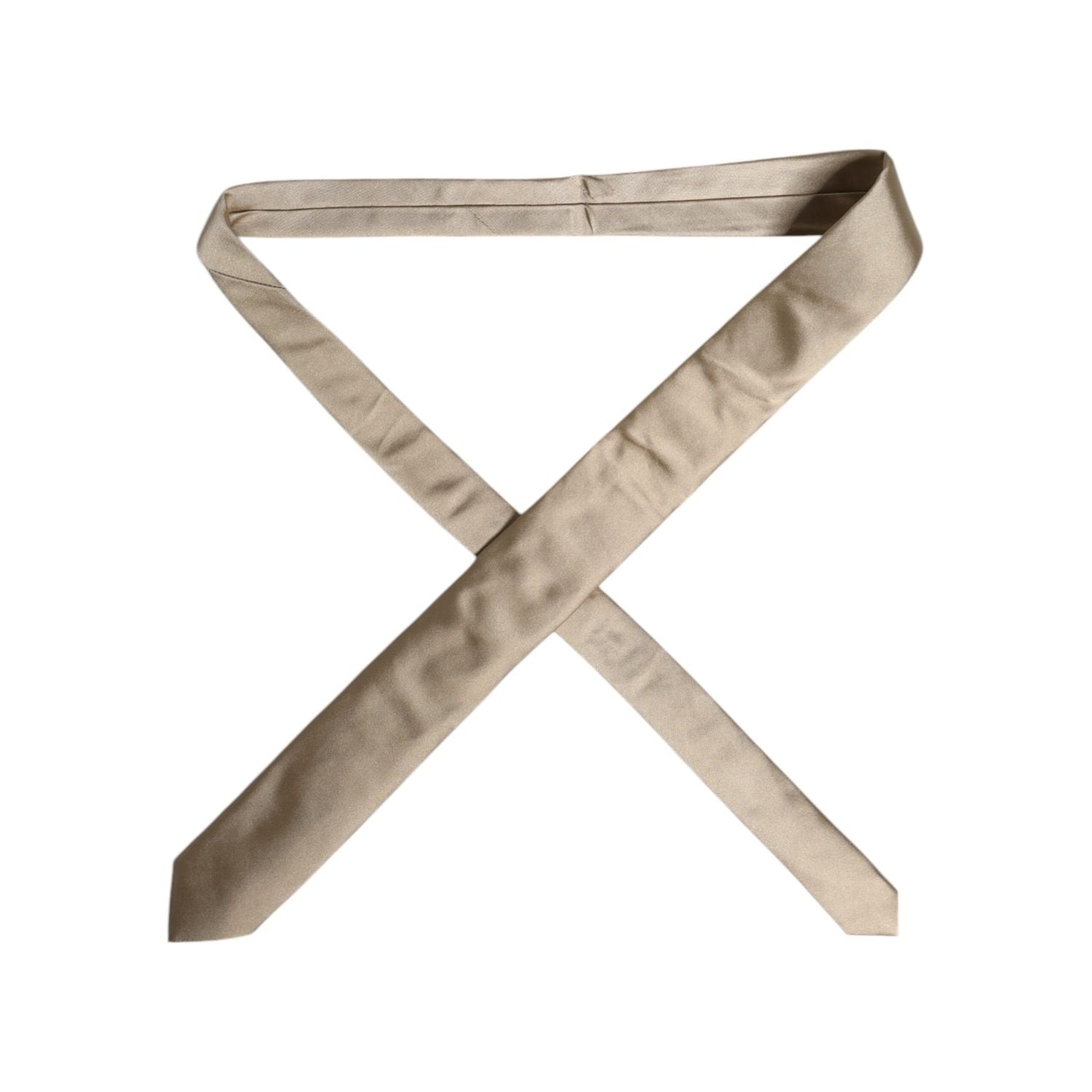 Dolce & Gabbana Beige Solid Silk Adjustable Necktie Tie