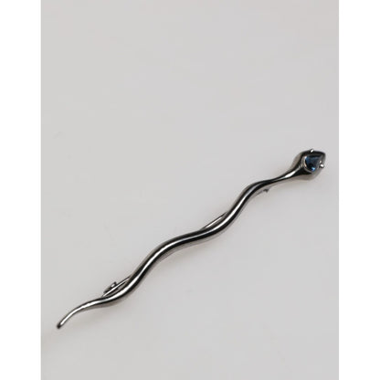 Dolce & Gabbana Black Brass Crystal Spilla Serpente Mens Brooch Pin