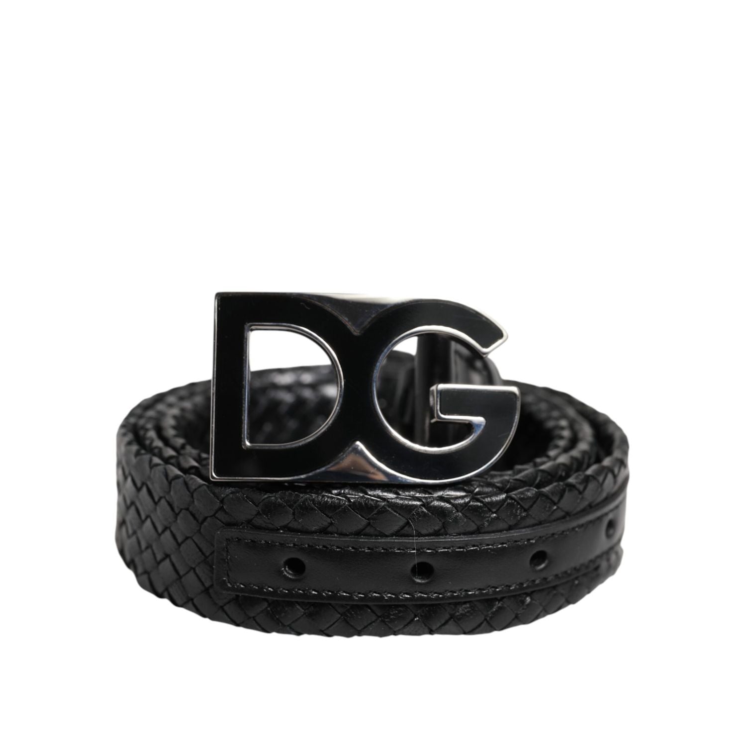 Dolce & Gabbana Black Classic Leather DG Logo Buckle Belt