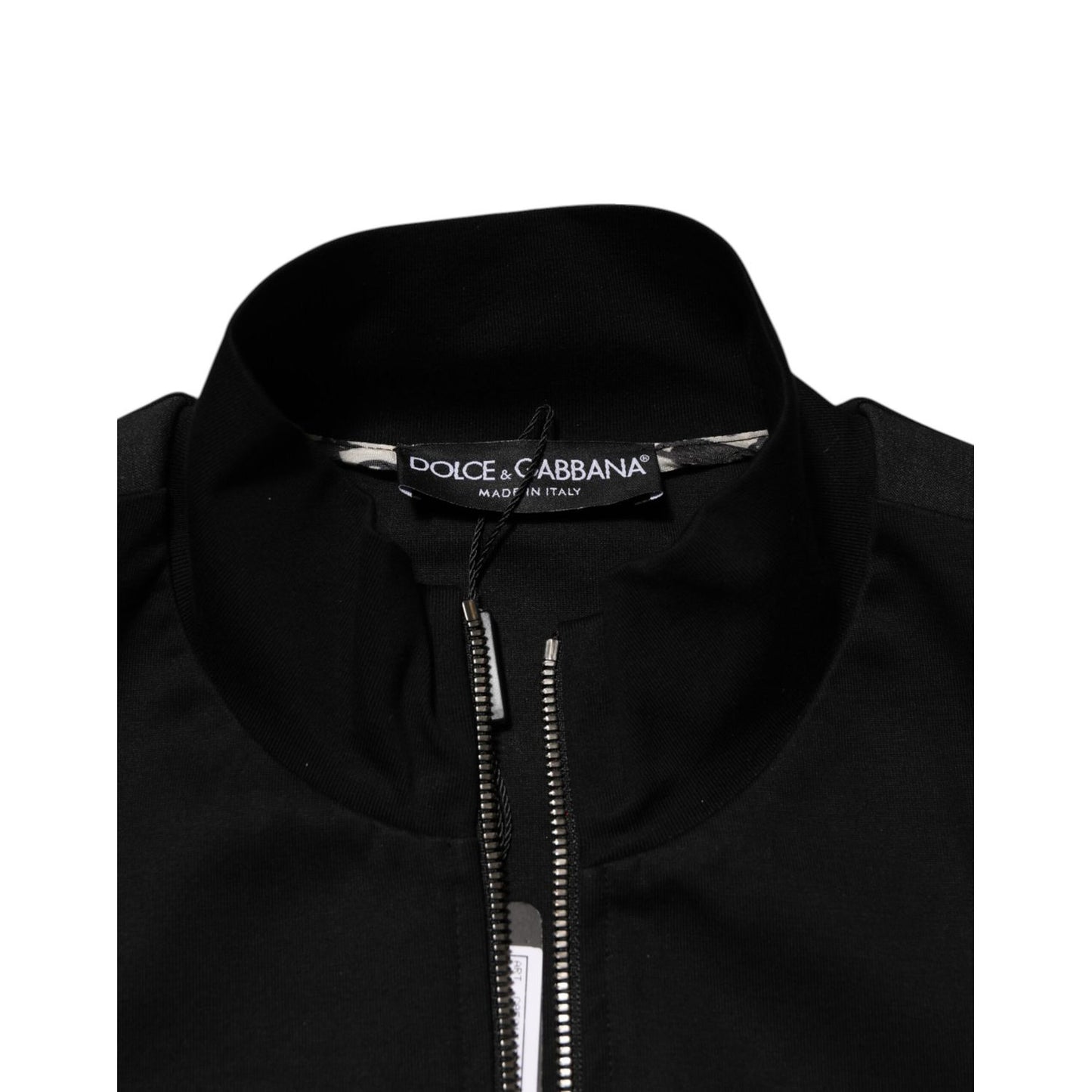 Dolce & Gabbana Black Cotton Logo Full Zip Men Bomber Jacket