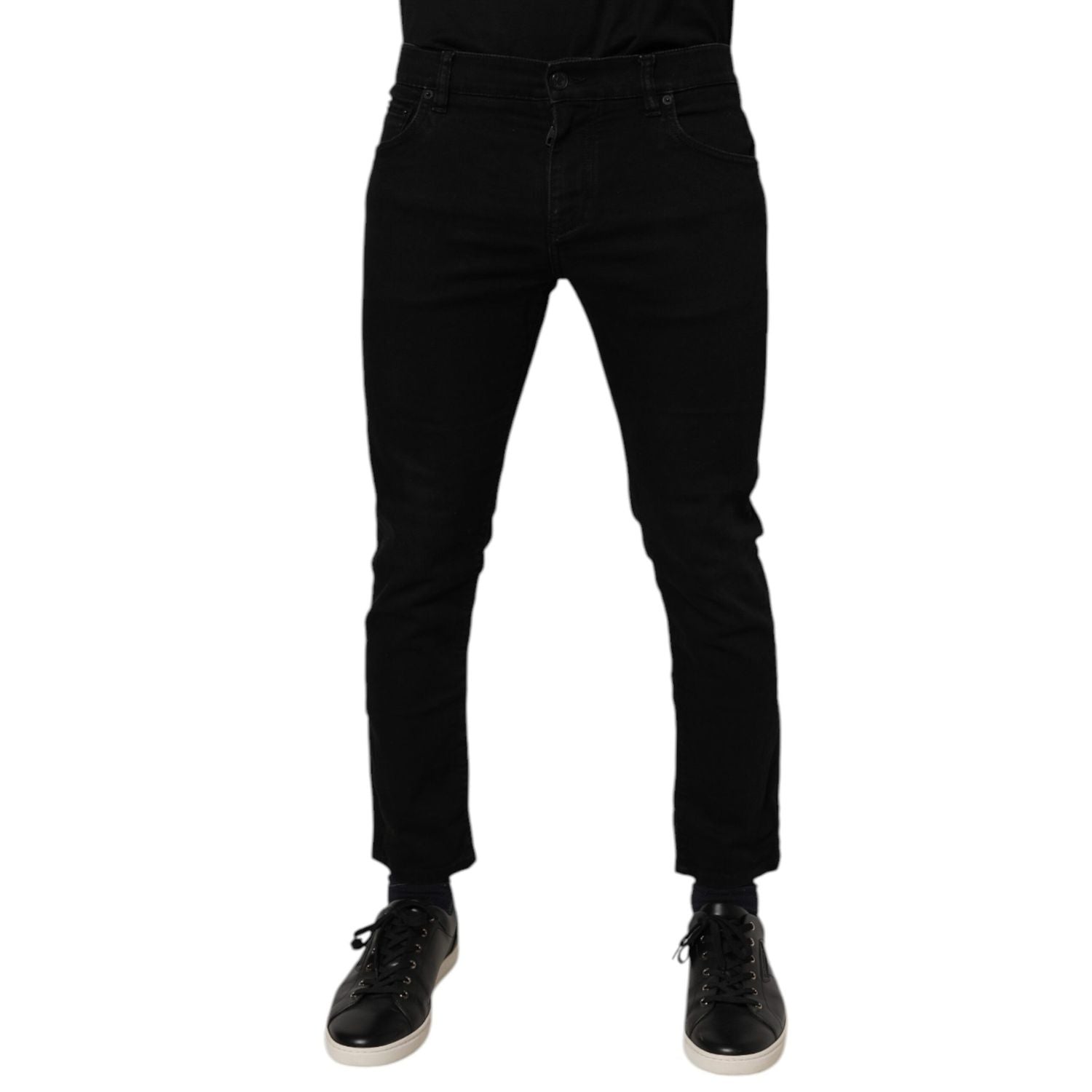 Dolce & Gabbana Black Cotton Skinny Jeans Men Trouser Pants