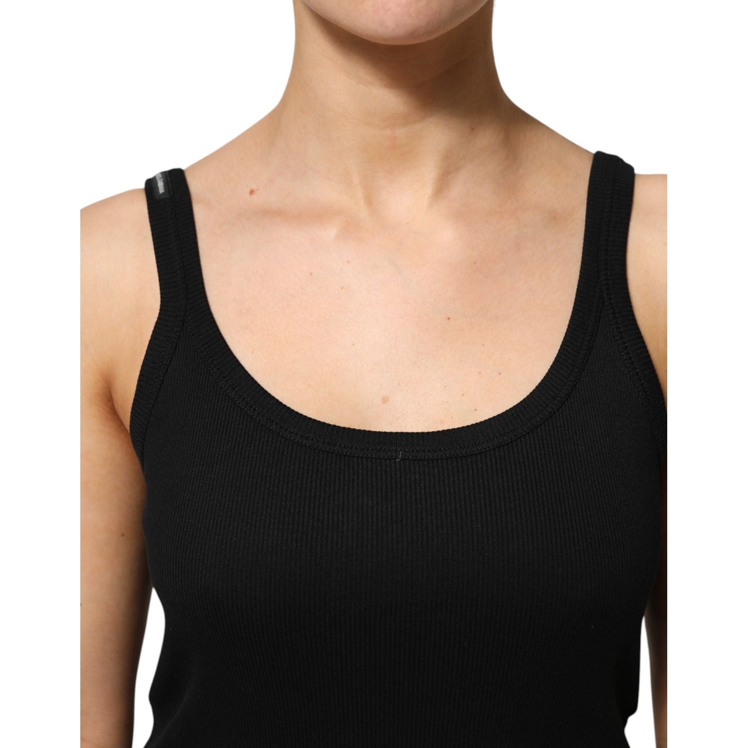 Dolce & Gabbana Black Cotton Sleeveless Women Tank Top