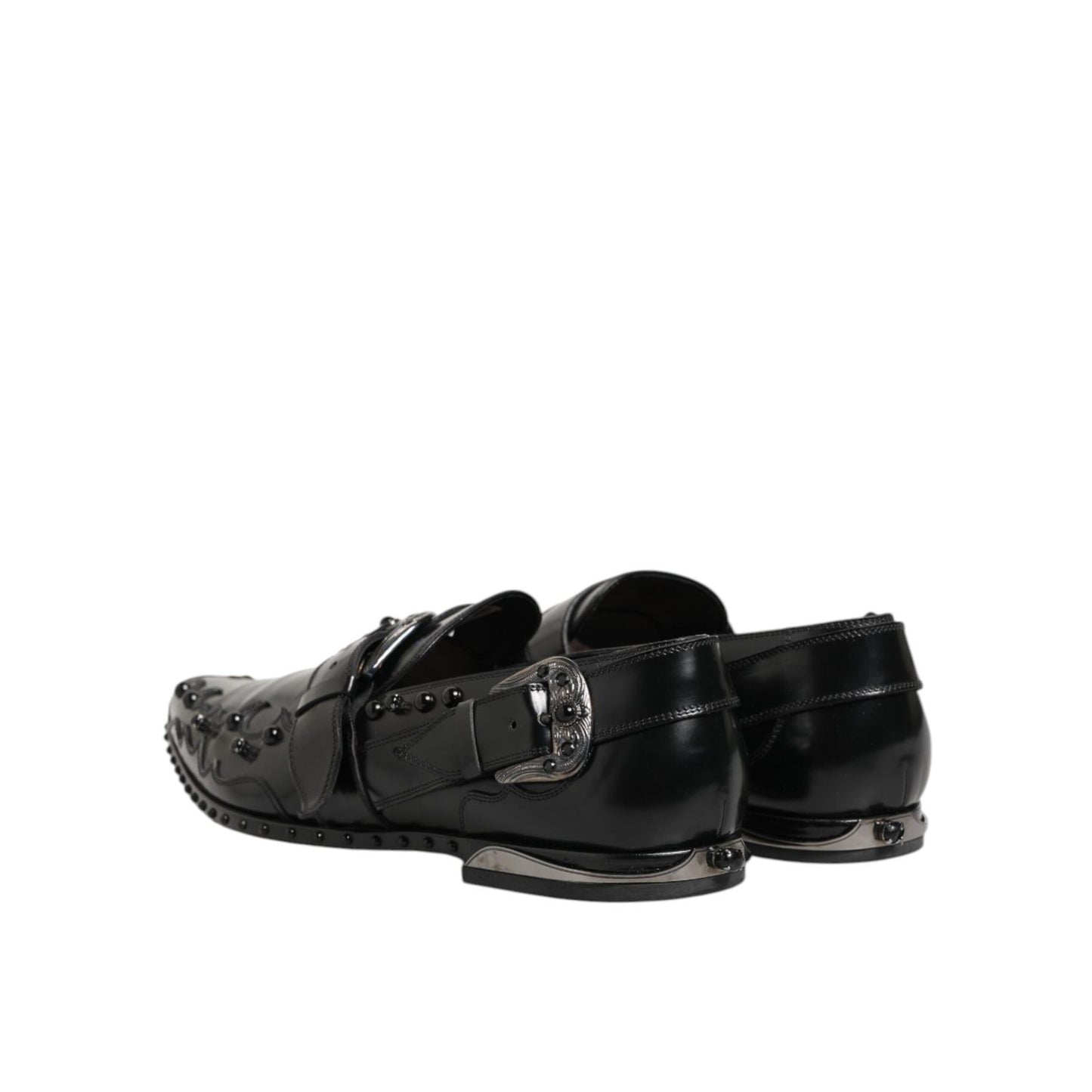 Dolce & Gabbana Black Embellished Dress Monk Strap Shoes