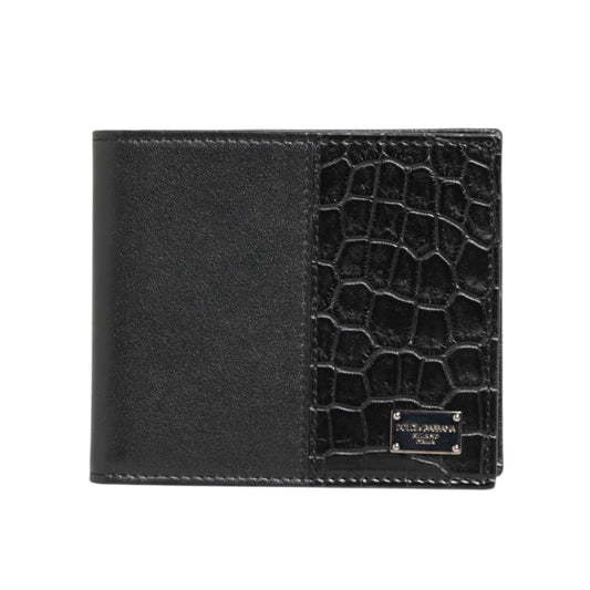 Dolce & Gabbana Black Exotic Leather Bifold Card Holder Men Wallet SMY11259
