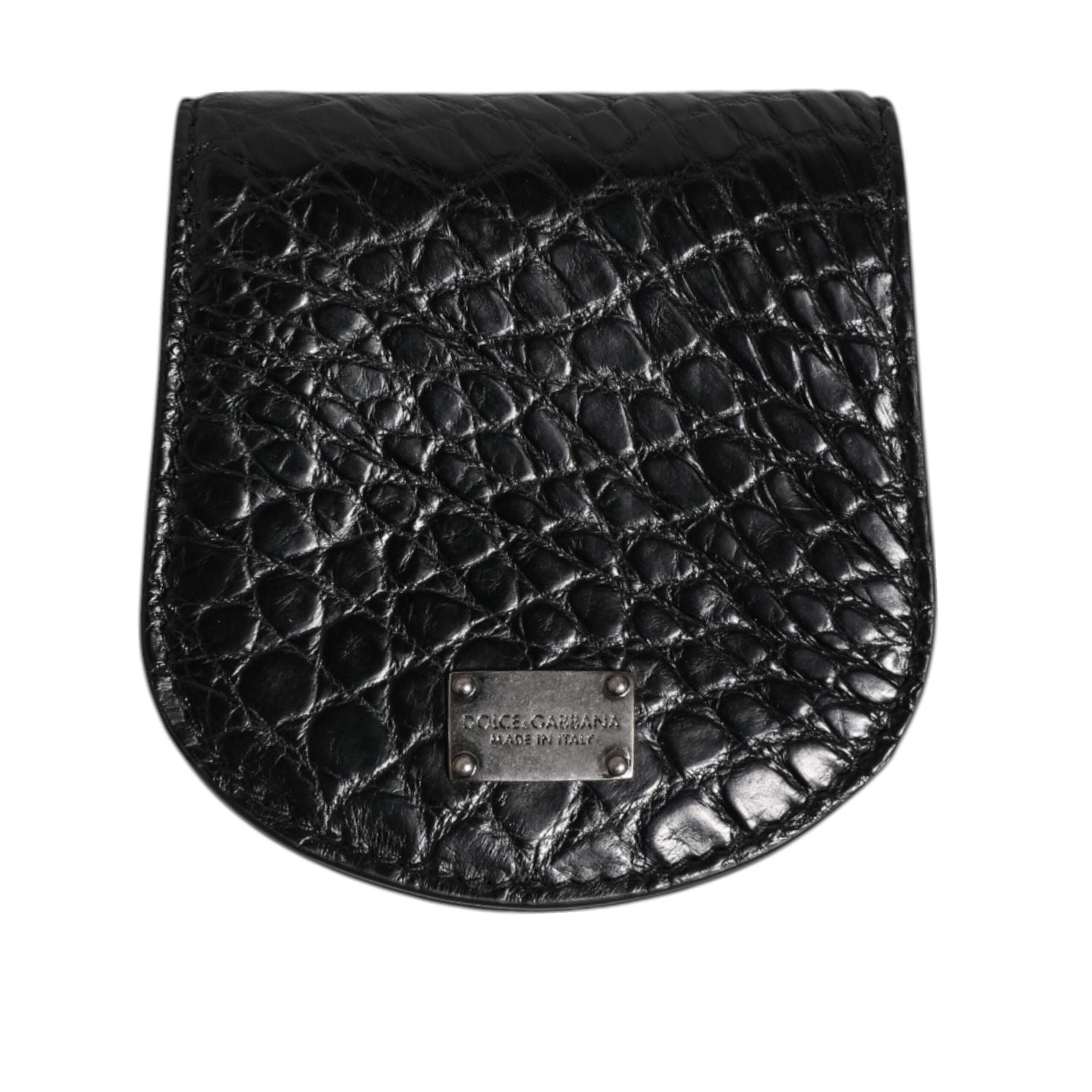 Dolce & Gabbana Black Exotic Skin Coin Condom Case Holder Pocket Wallet
