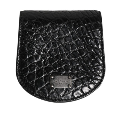 Dolce & Gabbana Black Exotic Skin Coin Condom Case Holder Pocket Wallet