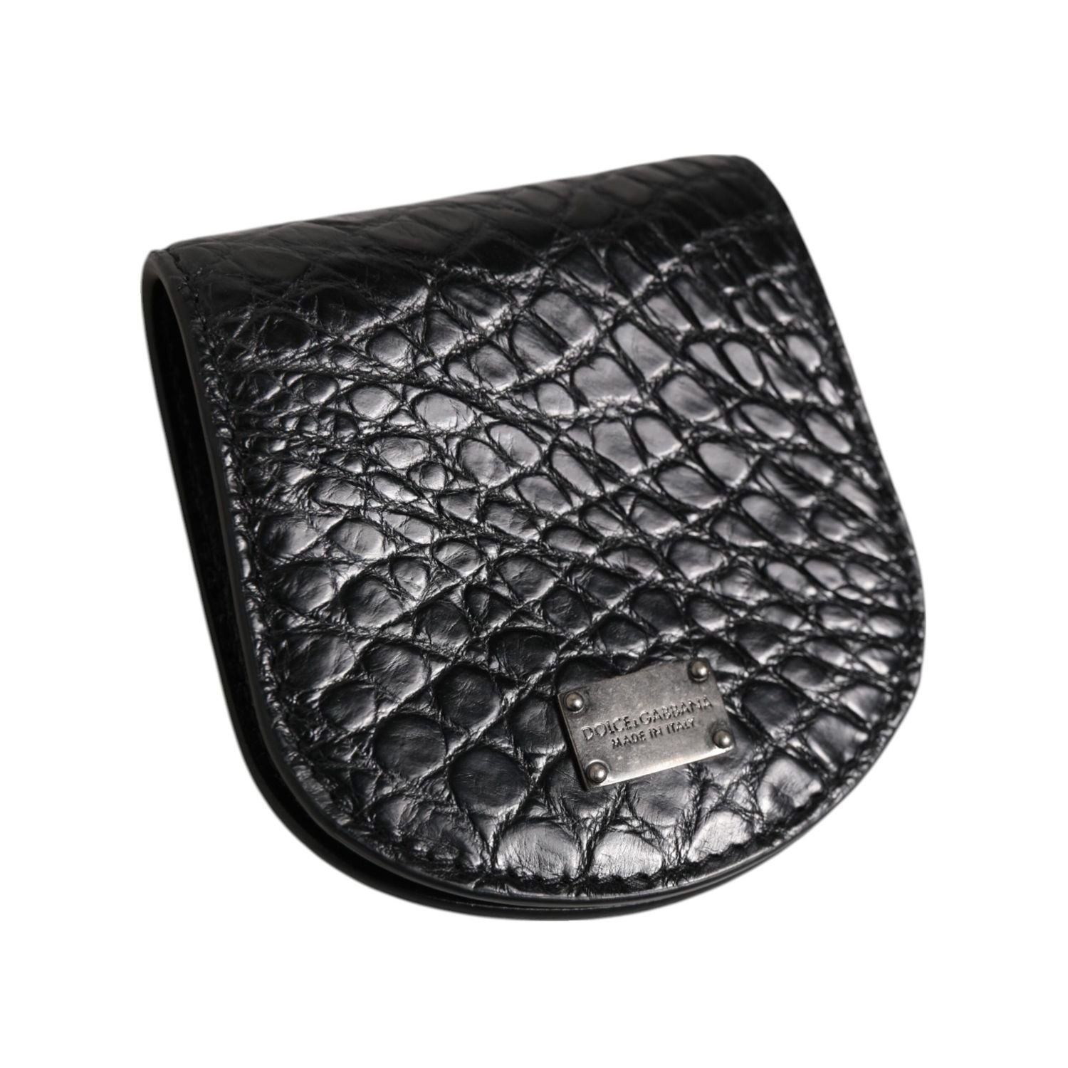 Dolce & Gabbana Black Exotic Skin Coin Condom Case Holder Pocket Wallet