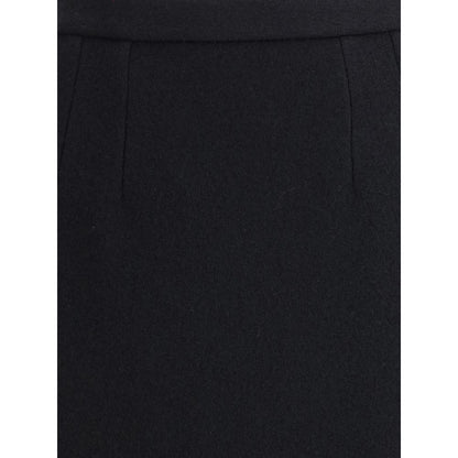 Dolce & Gabbana Black Fleece Wool Long Skirt