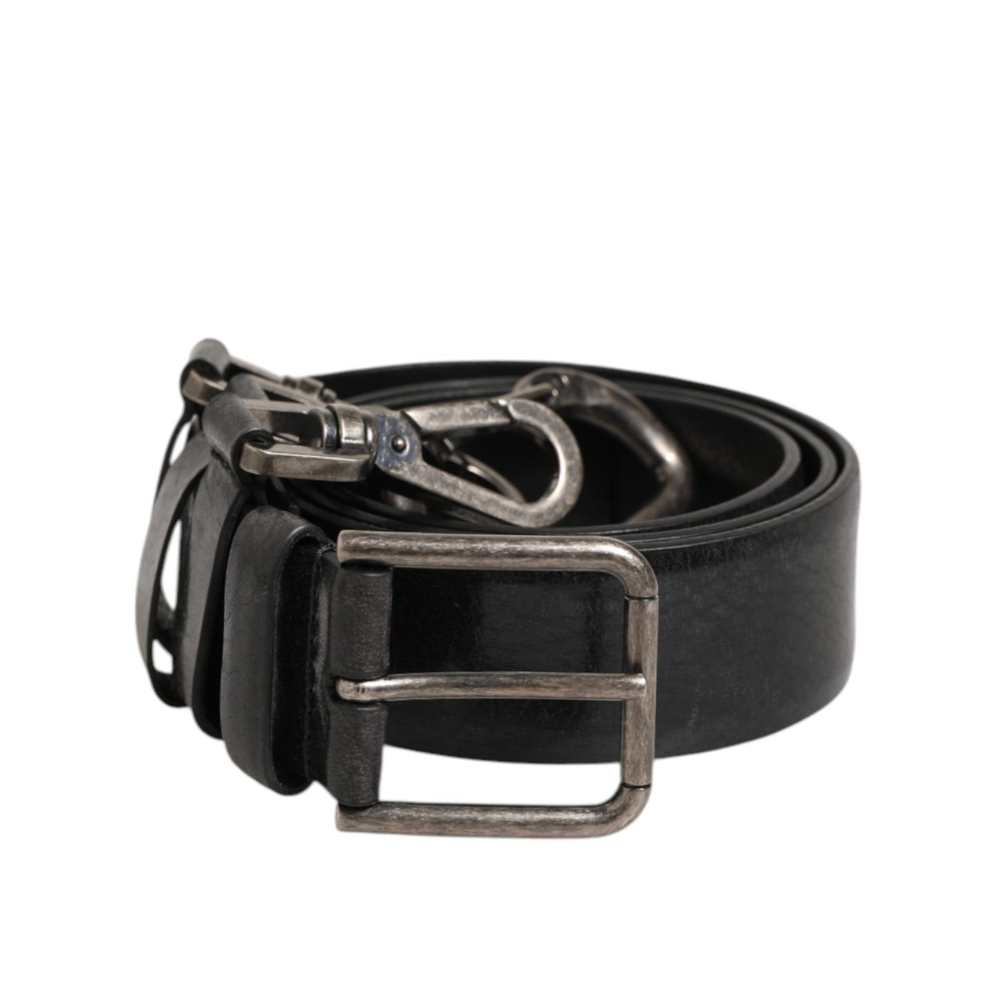 Dolce & Gabbana Black Key Ring Clip Attachments Buckle Belt