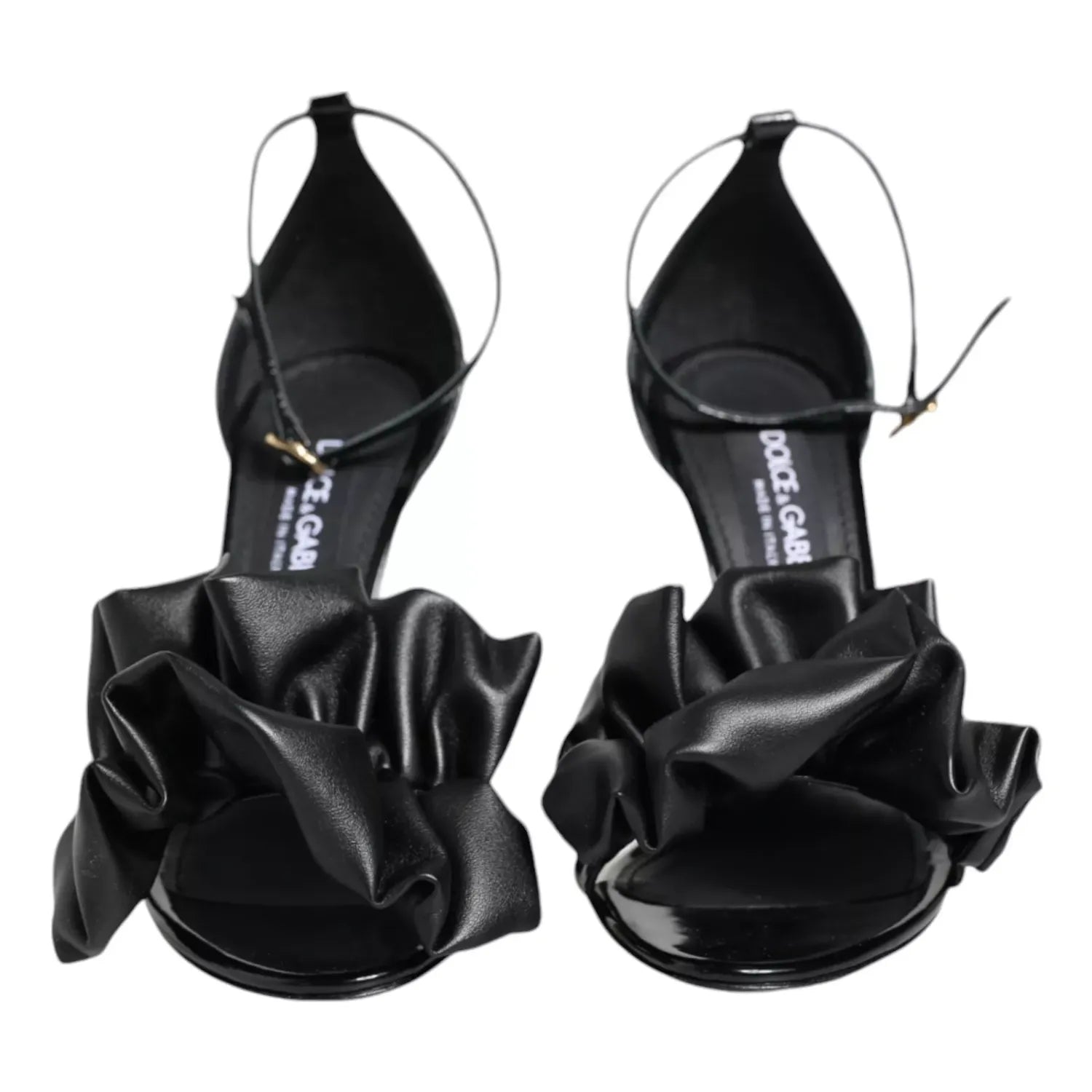 Dolce & Gabbana Black Leather Ankle Strap Heel Sandals Shoes