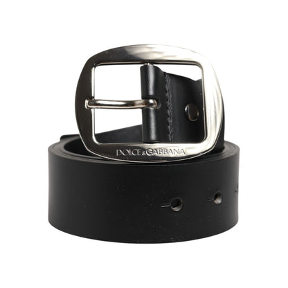 Dolce & Gabbana Black Leather Classic Metal Buckle Belt