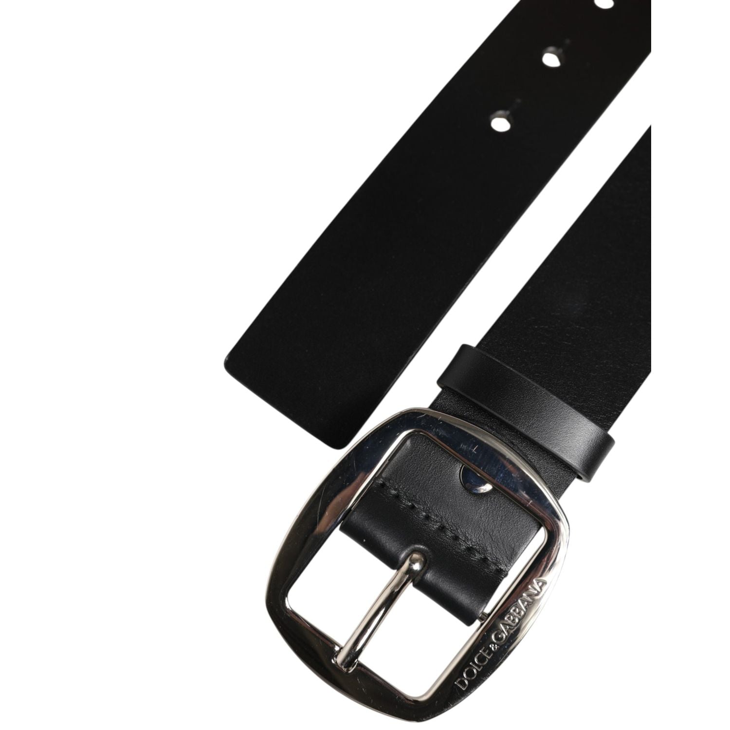 Dolce & Gabbana Black Leather Classic Metal Buckle Belt