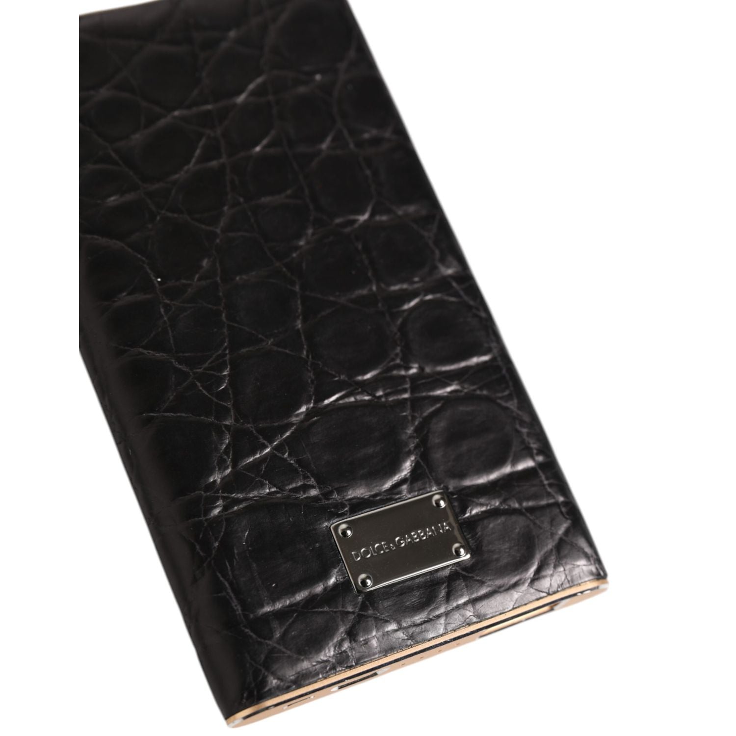 Dolce & Gabbana Black Leather Embossed Exotic 3000mAh  Power Bank Charger USB